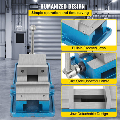 5" Super-Lock-skruvstycke för NC/CNC-maskiner Bänkklämskruvstycke Hög precision, skruvstycke Klämskruvstycke CNC-skruvstycke Lockdown-skruvstycke Borrning 125 mm bredd CNC 24KN