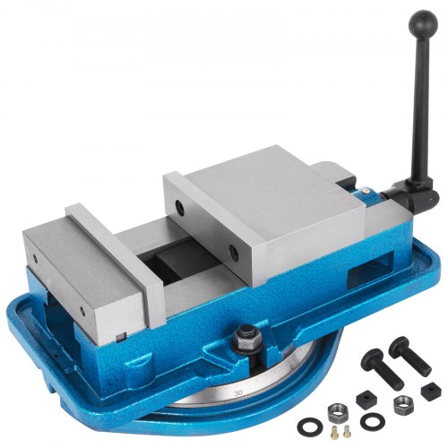 6 Inch Heavy Duty Milling Vise Bench Clamp Vise High Precision Clamping Vise 6 Inch Jaw Width with 360 Degrees Swiveling Base CNC Vise Blue