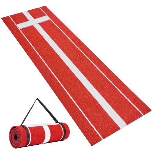 Softball Pitching Mat, 305x92cm Baseball Pitching Rubber Mound, Antifade Turf and Antislip Foam Backing Portable Training Aid, Fastpitch Equipment for Pitchers Indoor Outdoor Practice, Red
