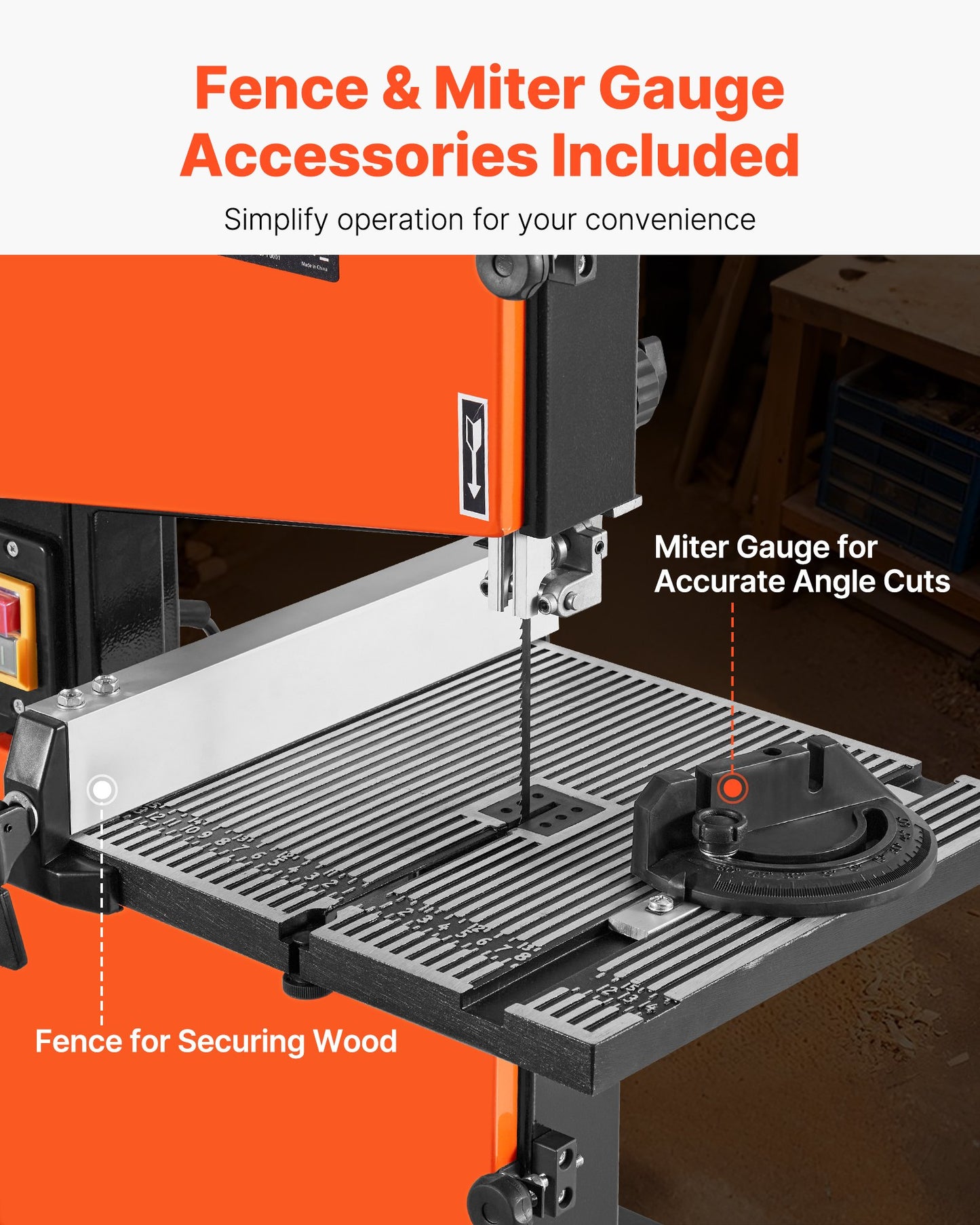Band Saw, 229 mm, Woodworking Benchtop Bandsaw with 373W 1/2 HP Motor, 90 mm Max Cutting Height, 300 x 300 mm Cast Aluminum Table, 0-45° Tilting Range, with Miter Gauge, Fence, for Woodworking