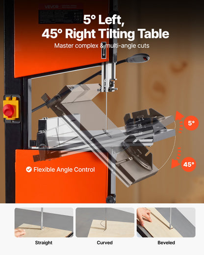 Band Saw, 254 mm, Two-Speed Benchtop Bandsaw with 373W 1/2 HP Motor, 160 mm Max Cutting Height, 335 x 340 mm Cast Iron Table, with 360° Work Light, Miter Gauge, Fence, Band Saw for Woodworking