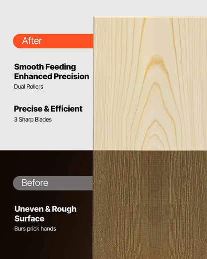 Thickness Planer, Two Speed, 330 mm Width Worktable Power Benchtop Planer, Three-Blade, 2000W 23500 RPM Powerful Motor, Dual Rollers, Over Protection, Woodworking for Hard & Soft Wood Material