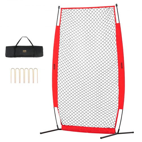 I Screen Baseball for Batting Cage, 7x4 ft Baseball & Softball Safety Screen, Body Protector Portable Batting Screen with Carry Bag & Ground Stakes, Baseball Pitching Net for Pitchers Protection
