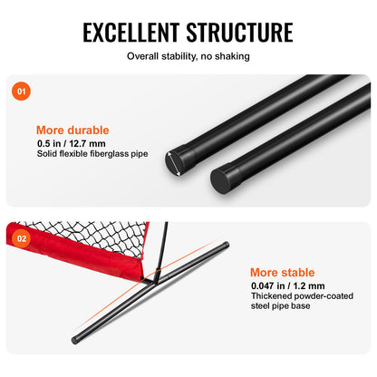 I-skärm för baseboll för slagbur, 7x4 fot baseboll- och softbollsäkerhetsskärm, bärbar slagskärm för kroppsskydd med bärväska och markpinnar, basebollkastnät för skydd av kastare