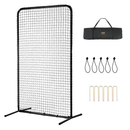 I Screen Baseball for Batting Cage, 7x4 ft Baseball Softball Safety Screen, Body Protector Portable Batting Screen with Carry Bag & Ground Stakes, Heavy Duty Pitching Net for Pitchers Protection