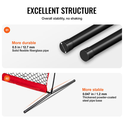 L-skärm baseboll för slagbur, 7x7 fot baseboll- och softbollsäkerhetsskärm, bärbar slagskärm för kroppsskydd med bärväska och markpinnar, basebollkastnät för skydd av kastare