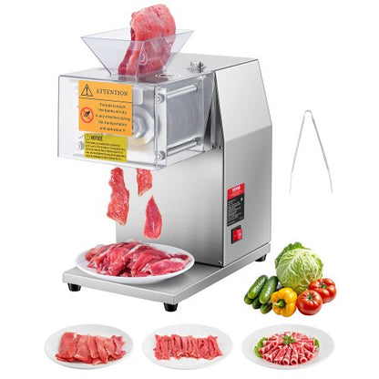 Meat Cutter Machine, 850W Meat Slicer, 551 lb/h Commercial Meat Cutting Machine Stainless Steel, 5 mm Thickness, Detachable Blades, Electric Food Slicer for Home Kitchen Restaurant Supermarket