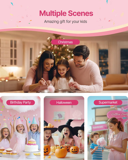 Electric Cotton Candy Machine, 1000W Commercial Candy Floss Maker with 52cm in Stainless Steel Bowl, Sugar Scoop, and Drawer, Easy Home Use, Perfect for Kids Birthday, Family Party, Red