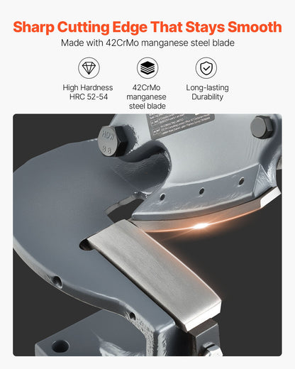 Sheet Metal Shear, Manual Plate Shear, Throatless Benchtop Sheet Cutter for Multiple Purpose, with Solid Steel Frame, Mounting Type, Max Cutting Thickness 1.9 mm for Steel Copper Rebar Aluminum