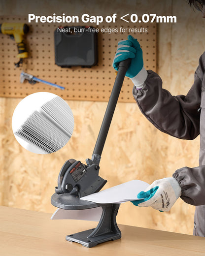 Sheet Metal Shear, Manual Plate Shear, Throatless Benchtop Sheet Cutter for Multiple Purpose, with Solid Steel Frame, Mounting Type, Max Cutting Thickness 1.9 mm for Steel Copper Rebar Aluminum