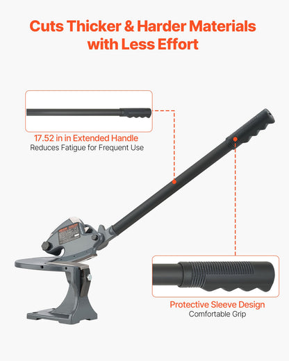 Sheet Metal Shear, Manual Plate Shear, Throatless Benchtop Sheet Cutter for Multiple Purpose, with Solid Steel Frame, Mounting Type, Max Cutting Thickness 1.9 mm for Steel Copper Rebar Aluminum