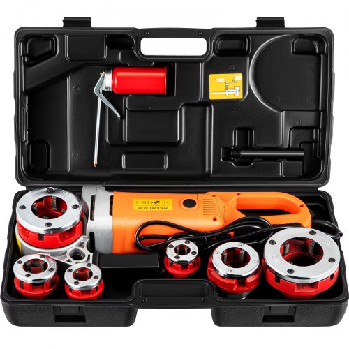Electric Pipe Threader, 2300W Pipe Threading Machine, Heavy-Duty Hand-Held Power Drive Kit, 220V Pipe Threader Machine, Portable Pipe Threader with 6 Dies 1.27-5.1 cm