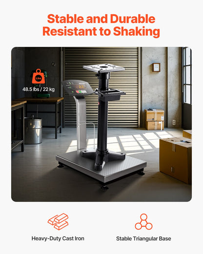 Stativ för bänkslipmaskin, robust golvpiedestal för slipmaskin och skruvstäd med 27 x 27 cm monteringsplatta, förskurna monteringsspår och vattenbehållare, kompatibel med de flesta bänkslipmaskiner