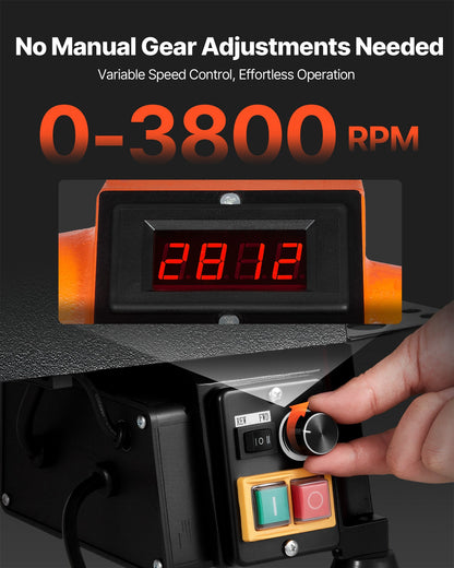 Träbearbetningssvarv, 750W / 1 hk, bänkmonterad träsvarv med variabel hastighet från 0 till 3800 varv/min, arbetsbänk på 304 x 465 mm, borstlös likströmsmotor, gjutjärnskonstruktion, för nybörjare och gör-det-själv-entusiaster i träbearbetning