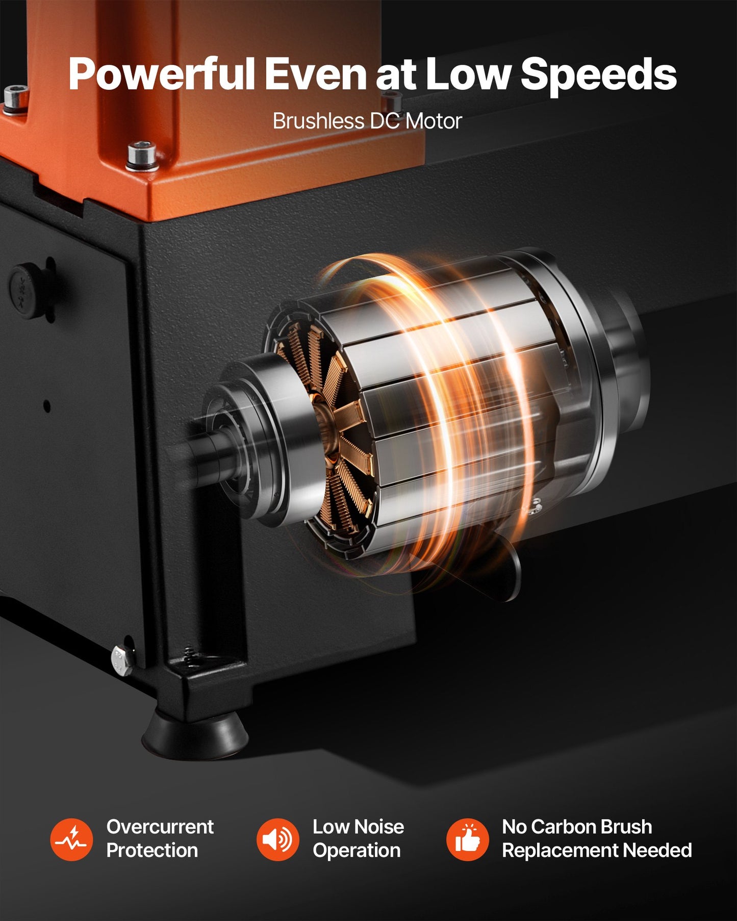 Träbearbetningssvarv, 750W / 1 hk, bänkmonterad träsvarv med variabel hastighet från 0 till 3800 varv/min, arbetsbänk på 304 x 465 mm, borstlös likströmsmotor, gjutjärnskonstruktion, för nybörjare och gör-det-själv-entusiaster i träbearbetning