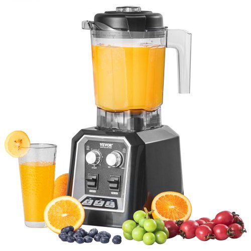 Professionell mixer, kommersiella bänkmixers, 68 oz plastkanna, mixerkombination i rostfritt stål med 3 funktioner, för frysta drycker, shakes, smoothies, peree och krossning av is, svart