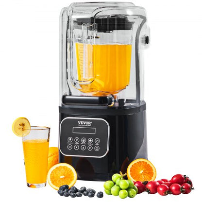 Professional Blender with Shield, Commercial Countertop Blenders, 68 oz Glass Jar Blender Combo, Stainless Steel 9 Speed & 5 Functions Blender, for Shakes, Smoothies, Peree, and Crush Ice, Black