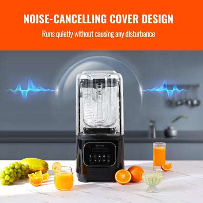 Professional Blender with Shield, Commercial Countertop Blenders, 68 oz Glass Jar Blender Combo, Stainless Steel 9 Speed & 5 Functions Blender, for Shakes, Smoothies, Peree, and Crush Ice, Black