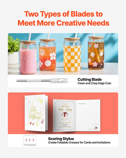 Skärmaskin, automatisk kantavkänning av vinylskärmaskin med två typer av blad, designprogramvara och material, kompatibel med flera filformat, för att skapa anpassade gör-det-själv-pyssel