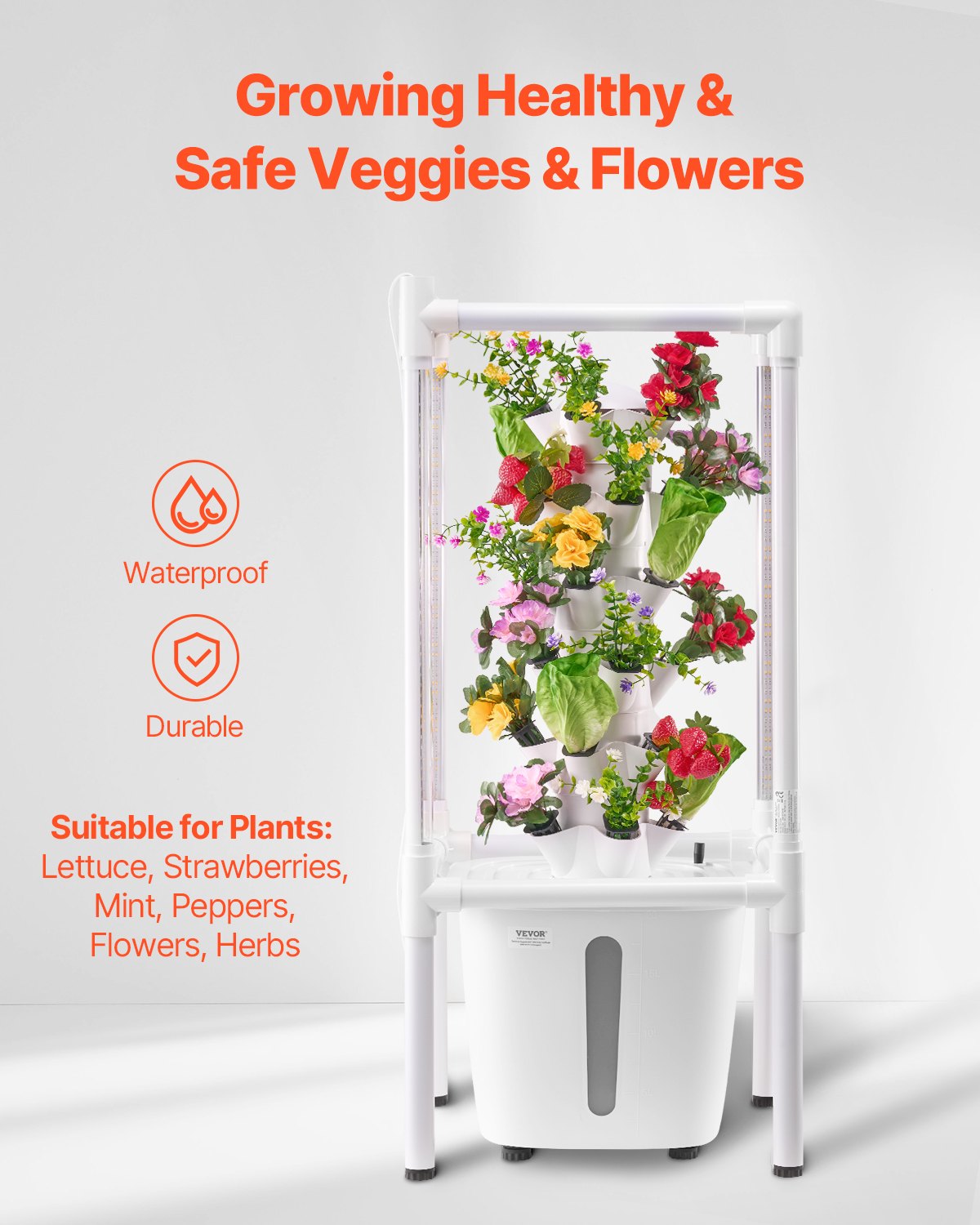 Hydroponic Growing System with Grow Light, 30 Pods Vertical 6 Tiers Hydroponic Tower, Home Hydronic Garden with Water Pump, Plants Germination Kit for Indoor Herbs, Fruits and Vegetables