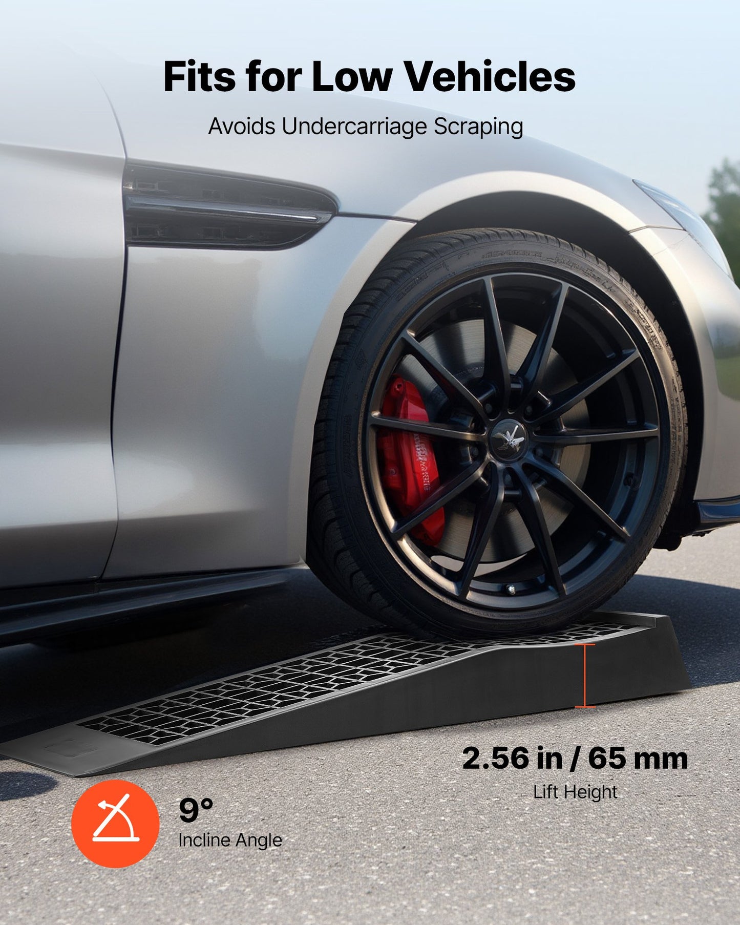 Bilramper, 2 st. 9072 kg totalvikt, 65 mm lyfthöjd, bärbara lågprofilerade bilserviceramper för underhåll av hemmagarage och oljebyten, kraftiga för lågchassifordon och domkrafter