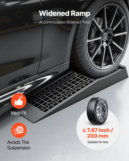 Bilramper, 2 st. 9072 kg totalvikt, 65 mm lyfthöjd, bärbara lågprofilerade bilserviceramper för underhåll av hemmagarage och oljebyten, kraftiga för lågchassifordon och domkrafter