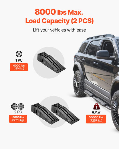 Car Ramps, 2 PCS 7257 kg GVW Capacity, 170 mm Lift Height, Portable High Profile Car Service Ramps for Home Garage Maintenance and Oil Changes, Heavy Duty for Truck SUV Vehicle Repair, Black