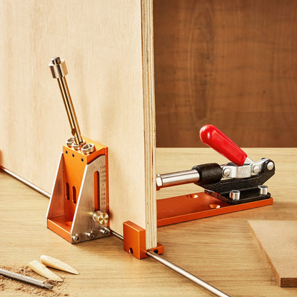 Pocket Hole Jig Kit, 34 Pcs Pocket Hole Jig System with 27.9 cm C-clamp, Fixture, Step Drills, Wrenches, Drill Stop Rings, Square Drive Bits, Toolbox, for DIY Carpentry Projects, Adjustable