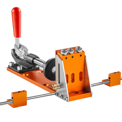 Pocket Hole Jig Kit, 34 Pcs Pocket Hole Jig System with 27.9 cm C-clamp, Fixture, Step Drills, Wrenches, Drill Stop Rings, Square Drive Bits, Toolbox, for DIY Carpentry Projects, Adjustable