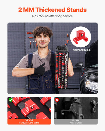 Bärbar hylshylsorganiseringslåda, 2 delar metriska och SAE-hylshylsorganiseringsset för upp till 160 hylsor, 1/4", 3/8" och 1/2" kraftig hylshylsskena med handtag och stålbas för verktygslådan