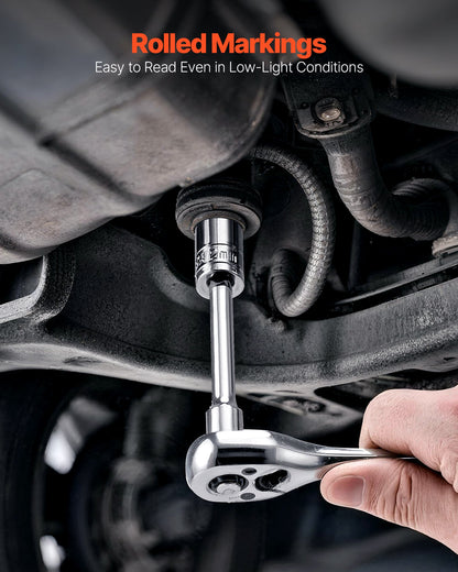 Hylsnyckelsats, 163 delar, 9,5 &amp; 6,4 &amp; 12,7 mm hylsnyckelverktygssats, SAE och metrisk, djup och standard, mekanisk verktygssats med förvaringsfodral, förkromad CR-V-legeringsstål, för bilreparationer