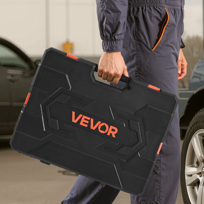 Hylsnyckelsats, 163 delar, 9,5 &amp; 6,4 &amp; 12,7 mm hylsnyckelverktygssats, SAE och metrisk, djup och standard, mekanisk verktygssats med förvaringsfodral, förkromad CR-V-legeringsstål, för bilreparationer