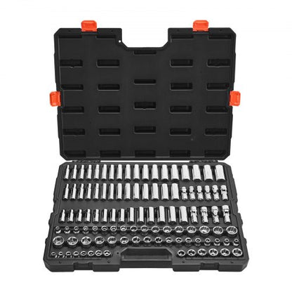 Socket Set, 104 Pieces, 9.5 mm Drive Socket Tool Set, Metric Size from 6 to 24 mm, Deep and Standard, Mechanic Tool Kit with Storage Case, Chrome Plated CR-V Alloy Steel, for Automotive Repair