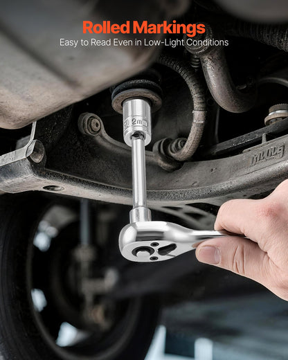 Hylsnyckelsats, 39 delar, hylsnyckel- och spärrnyckelsats med 9,5 och 6,4 mm fäste, SAE- och metrisk storlek, mekanisk verktygssats med spärrnyckel, tillbehör, förvaringsväska, CR-V-legerat stål, för bilreparationer