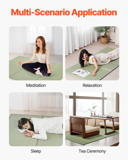 Japanese Tatami Mat, Twin Size Foldable Japanese Tatami Mattress( Natural Rush Grass), Japanese Floor Mattress with Non-Slip Backing & Fresh Scent, Futon Mattress for Sleeping Meditation Yoga