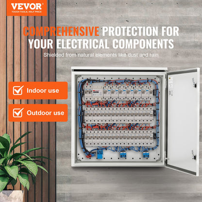 Electrical Enclosure, 60x60x30 cm, UL Certified NEMA 4 Outdoor Enclosure, IP65 Waterproof & Dustproof Cold-Rolled Carbon Steel Hinged Junction Box for Outdoor Indoor Use, with Rain