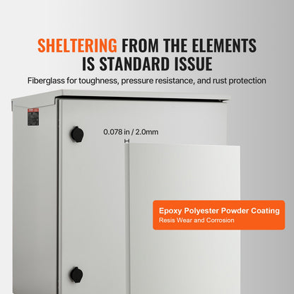 Electrical Enclosure, 60x60x30 cm, UL Certified NEMA 4 Outdoor Enclosure, IP65 Waterproof & Dustproof Cold-Rolled Carbon Steel Hinged Junction Box for Outdoor Indoor Use, with Rain