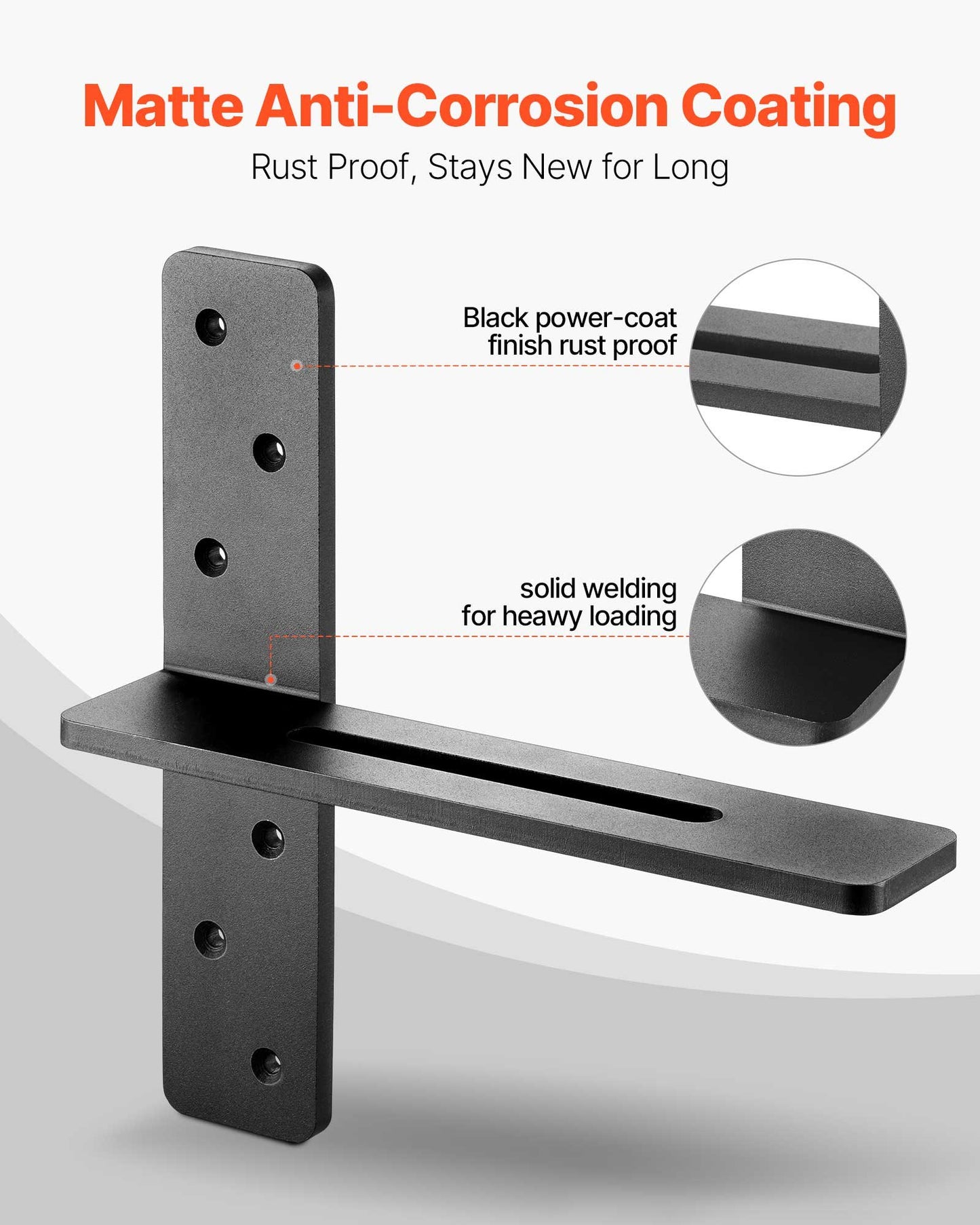 T Shelf Brackets 2 Pcs, 200 lbs/90 kg Weight Capacity, 12x2.89x12 in / 304.8x73.5x304.8 mm, Solid Steel Heavy Duty Brackets for Shelves, Countertop Support Floating Bracket Hardware with Screws