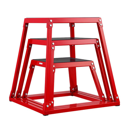 Plyometriska hoppboxar, 12/18/24 tums plyobox, plattform och hoppagilitybox, halkfri fitnessövningsbox för hemmagymträning, konditionsstyrketräning, röd