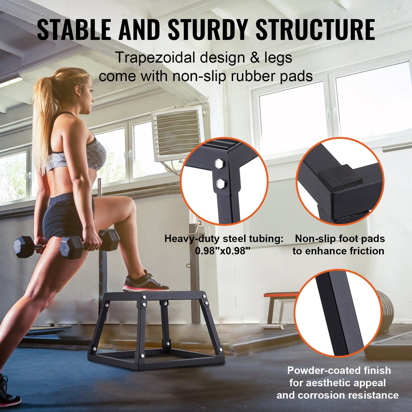 Plyometric Jump Box, 12 Inch Plyo Box, Steel Plyometric Platform and Jumping Agility Box, Anti-Slip Fitness Exercise Step Up Box for Home Gym Training, Conditioning Strength Training, Black