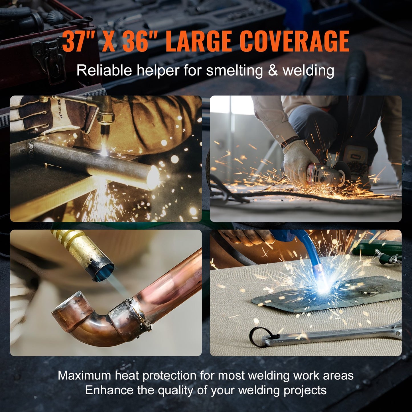 Carbon Felt Welding Blanket 4 Pack, 950 x 910 mm Flame Retardant Welding Blanket, Up To 982℃ Heat Resistant Blanket Set, Cuttable Carbon Fiber Fire Retardant Insulation Welding Mat Pad