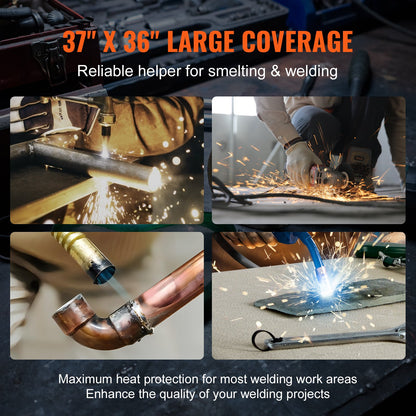 Carbon Felt Welding Blanket 4 Pack, 950 x 910 mm Flame Retardant Welding Blanket, Up To 982℃ Heat Resistant Blanket Set, Cuttable Carbon Fiber Fire Retardant Insulation Welding Mat Pad