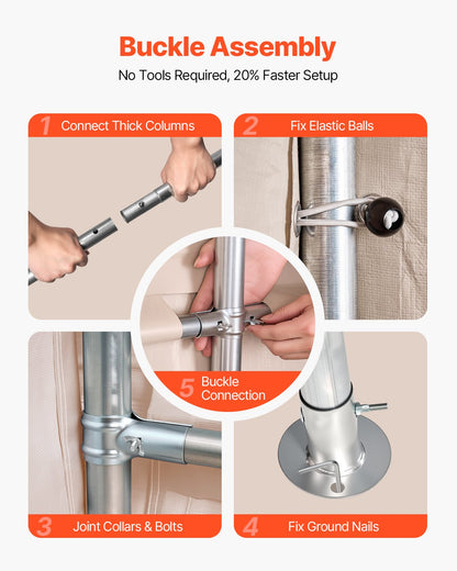 Förvaringsskjul för utomhusbruk, 10 x 15 fot bärbart förvaringstält med 2 rulldörrar och ventiler, vattentätt skyddstak, kraftig ram, carport för uteplatsgarage och gräsklippare, beige