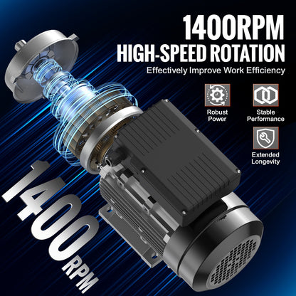 1,5 kW elmotor 1400 rpm, AC 220~240V 9,85A, 90 l, B34-ram, luftkompressormotor enfas, 24 mm kilaxel, medurs/moturs rotation för jordbruksmaskiner och allmän utrustning