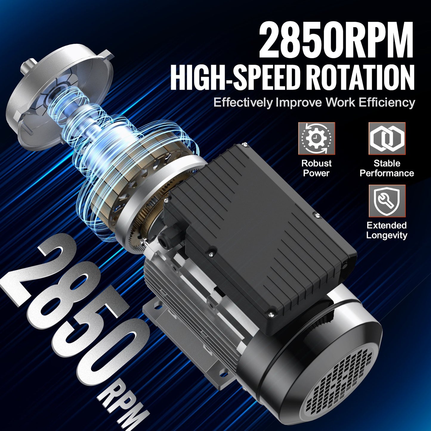 0.75KW Electric Motor 2850 rpm, AC 220~240V 5.15A, 80, B34 Frame, Air Compressor Motor Single Phase, 19mm Keyed Shaft, CW/CCW Rotation for Agricultural Machinery and General Equipment