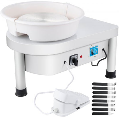 Pottery Wheel 25CM Pottery Forming Machine 280W Electric Pottery Wheel with Foot Pedal and Detachable Basin Shaping Tool Set for Ceramics Clay Craft DIY Clay