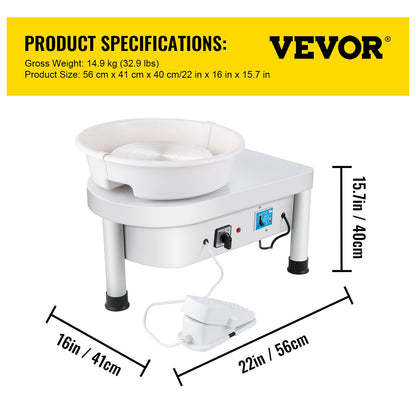 Pottery Wheel 25CM Pottery Forming Machine 280W Electric Pottery Wheel with Foot Pedal and Detachable Basin Shaping Tool Set for Ceramics Clay Craft DIY Clay