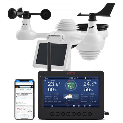 7-in-1 Wi-Fi Weather Station 186mm (7 in) TFT Display Wireless Outdoor Sensor