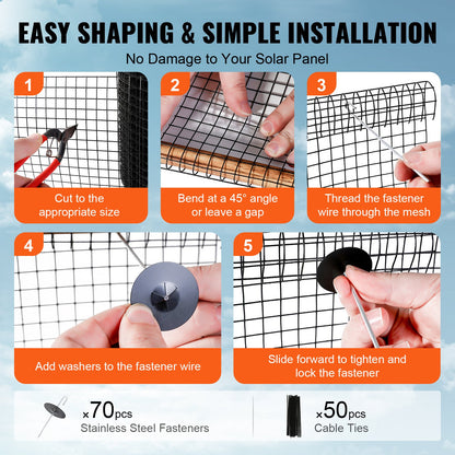 20 x 3048 cm Solar Panel Bird Guard Critter Guard Roll Kit 70pcs Fasteners