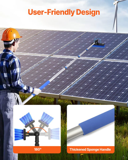 Vattenmatad stångsats, 6 m rengöringsstång för solpaneler med utdragbart handtag, 180° roterbart borsthuvud och 20 m slang, fönsterputsverktyg för hushåll och utomhusbruk för solpaneldäck på husvagn